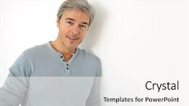  Presentation with fresh man chemistry - Colorful presentation design enhanced with man standing on white background backdrop and a cream colored foreground