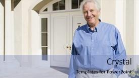  Presentation with man door - Slides having man standing outside front door background and a  colored foreground