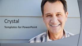  Presentation with clapboard - Audience pleasing PPT theme consisting of man standing outside grey clapboard backdrop and a light gray colored foreground