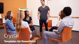  Presentation with men health - Colorful slide deck enhanced with man-standing-to-address-group backdrop and a tawny brown colored foreground