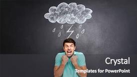 Presentation with lightning - Slides featuring man standing under drawn raincloud background and a dark gray colored foreground
