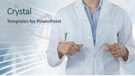  Presentation with dna - Presentation design featuring man standing with 3d dna background and a sky blue colored foreground