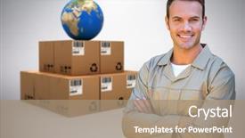  Presentation with confident - Amazing slides having man standing with arms cross backdrop and a coral colored foreground