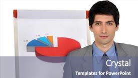  Presentation with flip chart - Presentation consisting of man stands by flip-chart background and a ocean colored foreground