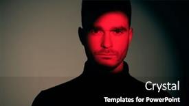  Presentation with science fiction - Theme having man-stands-in-the-red background and a black colored foreground