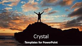  Presentation with summer sun - Slide set having man-stands-on-a-rock background and a  colored foreground