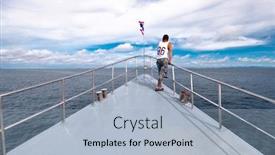  Presentation with ship - Cool new slides with man-stands-on-the-bow backdrop and a light blue colored foreground