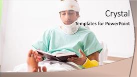  Presentation with hospital phamacy - PPT theme enhanced with man staying in the hospital background and a  colored foreground