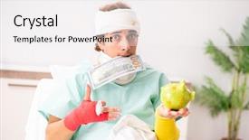  Presentation with hospital quality improvement - PPT theme featuring man staying in the hospital background and a white colored foreground