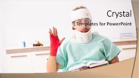  Presentation with quality hospital - Slide set enhanced with man staying in the hospital background and a  colored foreground