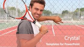  Presentation with court - Slides with front of tennis court background and a coral colored foreground