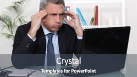 Presentation with stress - Presentation design featuring man stressed with a laptop background and a tawny brown colored foreground