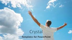  Presentation with deep blue - Amazing slide set having man-strive-hands backdrop and a light blue colored foreground