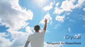 Presentation with spirit - Presentation theme featuring man-strive-to-the-sky background and a light blue colored foreground