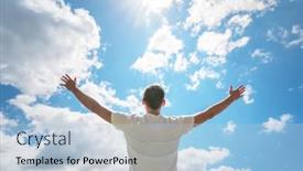  Presentation with spirit - Slides with man-strive-to-the-sky background and a light blue colored foreground