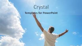  Presentation with spirit - PPT theme with man-strive-to-the-sky background and a light blue colored foreground