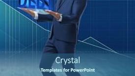  Presentation with debt reduction - Theme featuring man-struggling-with-high-debt background and a ocean colored foreground