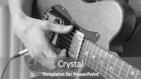  Presentation with guitar - PPT theme consisting of man strums chord on guitar background and a gray colored foreground