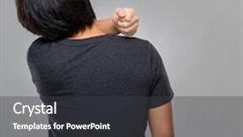 Presentation with shoulder pain - Beautiful presentation design featuring man suffer from shoulder pain backdrop and a dark gray colored foreground