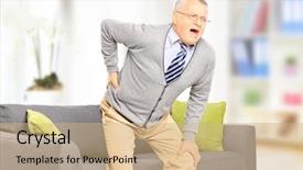  Presentation with back pain - Slide set consisting of man suffering from back pain background and a coral colored foreground