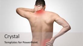  Presentation with back pain - Colorful slides enhanced with man suffering from back pain backdrop and a mint green colored foreground