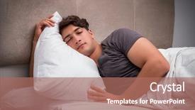  Presentation with insomnia - Slide deck featuring man suffering from bad case of insomnia background and a coral colored foreground