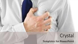  Presentation with heart attack - PPT theme with man suffering from chest pain background and a light gray colored foreground