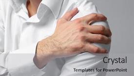  Presentation with shoulder pain - Audience pleasing slide deck consisting of man suffering from pain backdrop and a light gray colored foreground