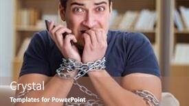  Presentation with phone addiction - Beautiful theme featuring man suffering from phone dependence addiction backdrop and a coral colored foreground