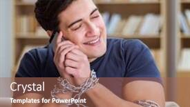  Presentation with phone addiction - Presentation having man-suffering-from-phone-dependence background and a coral colored foreground