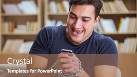  Presentation with phone addiction - Presentation theme featuring man-suffering-from-phone-dependence background and a coral colored foreground