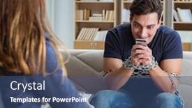  Presentation with phone - Theme consisting of man-suffering-from-phone-dependence background and a ocean colored foreground