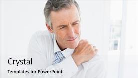  Presentation with shoulder pain - Audience pleasing presentation theme consisting of man suffering from shoulder pain backdrop and a white colored foreground