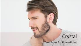  Presentation with shoulder pain - Colorful presentation enhanced with man suffering from shoulder pain backdrop and a  colored foreground