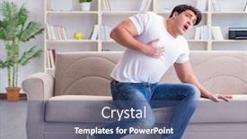  Presentation with vomiting - Slide set with man suffering from sick stomach and vomiting background and a ocean colored foreground