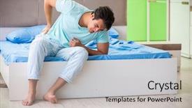  Presentation with insomnia - Cool new PPT theme with man suffering from sleeping disorder backdrop and a light gray colored foreground