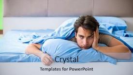  Presentation with insomnia - Slide set consisting of man suffering from sleeping disorder background and a light blue colored foreground