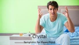  Presentation with insomnia - Slides enhanced with man suffering from sleeping disorder background and a light blue colored foreground