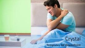  Presentation with insomnia - Slide deck featuring man suffering from sleeping disorder background and a light blue colored foreground