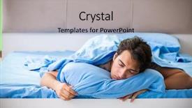  Presentation with insomnia - PPT theme featuring man suffering from sleeping disorder background and a  colored foreground