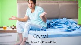  Presentation with insomnia - PPT layouts enhanced with man suffering from sleeping disorder background and a light blue colored foreground