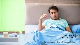  Presentation with insomnia - Colorful slide deck enhanced with man suffering from sleeping disorder backdrop and a light blue colored foreground