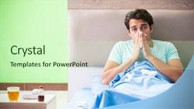  Presentation with insomnia - Audience pleasing theme consisting of man suffering from sleeping disorder backdrop and a soft green colored foreground