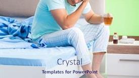  Presentation with insomnia - Amazing slide deck having man-suffering-from-sleeping-disorder backdrop and a sky blue colored foreground