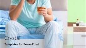  Presentation with insomnia - Colorful PPT theme enhanced with man-suffering-from-sleeping-disorder backdrop and a light blue colored foreground