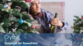  Presentation with christmas party - Audience pleasing presentation consisting of man suffering hangover after christmas party backdrop and a ocean colored foreground