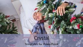  Presentation with christmas party - PPT theme enhanced with man suffering hangover after christmas background and a light blue colored foreground
