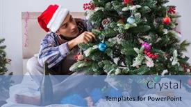  Presentation with christmas party - Presentation theme featuring man suffering hangover after christmas party background and a light blue colored foreground