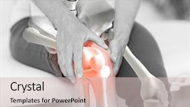  Presentation with composite - Theme with man suffering with knee inflamation background and a soft green colored foreground