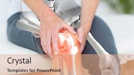  Presentation with knee - Beautiful theme featuring man suffering with knee inflamation backdrop and a coral colored foreground